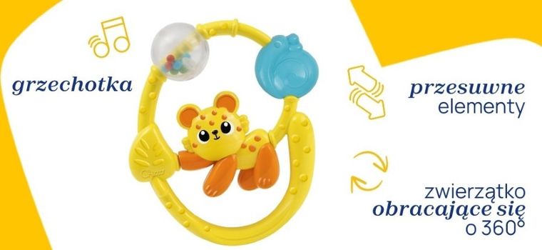 Chicco, Baby Sense & Focus, Przyjaciel z dżungli, grzechotka z przyssawką