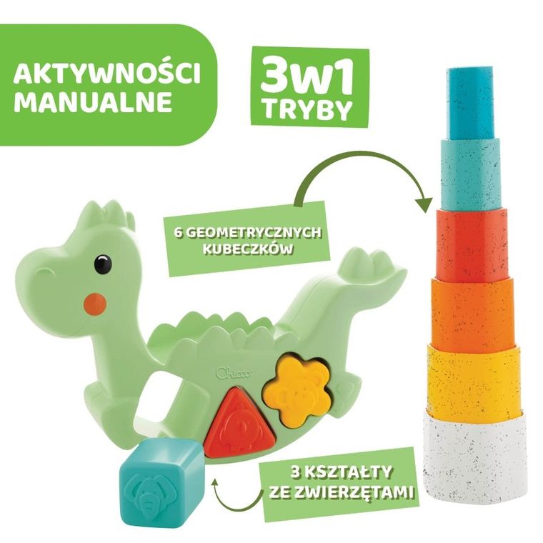 Chicco, ECO+, Dino, sorter, układanka