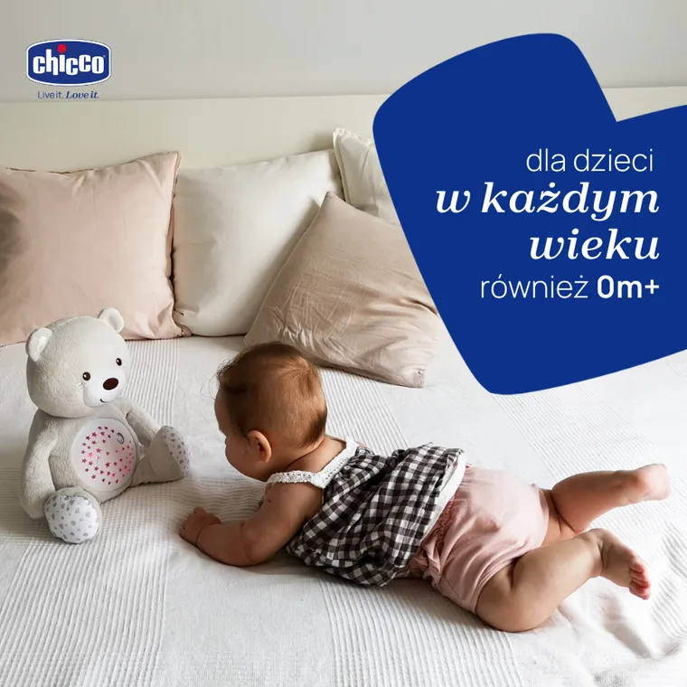 Chicco, First Dreams, Miś z Projektorem, maskotka, uspokajacz z dźwiękami, muzyka klasyczna, beżowy