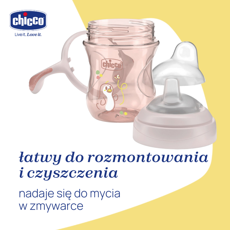 Chicco, kubek treningowy, niekapek z miękkim ustnikiem, beżowy, 4m+, 200 ml