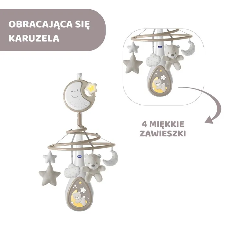 Chicco, Next2Dreams, karuzela 3w1, beżowa