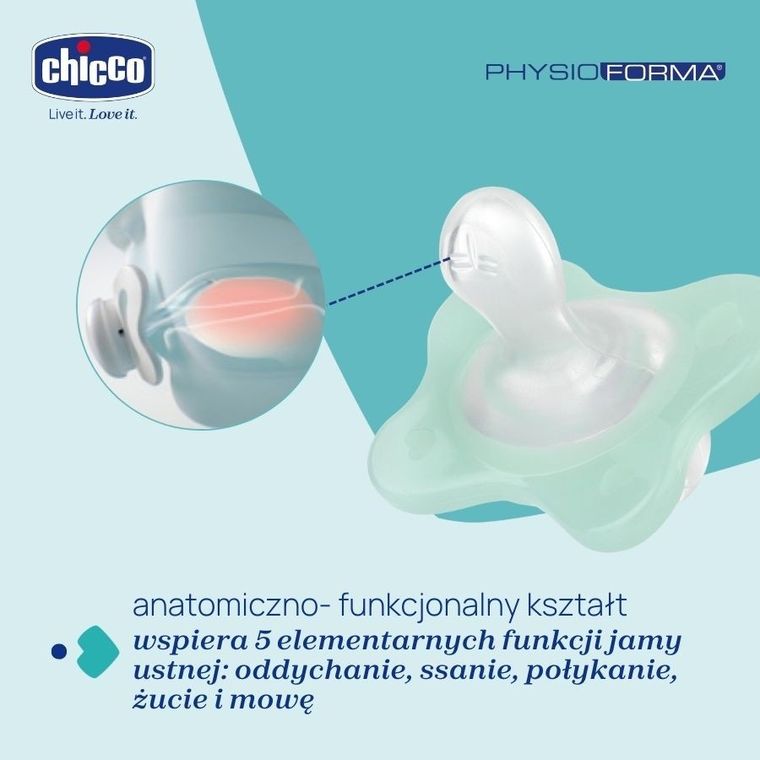 Chicco, PhysioForma Dual Soft, smoczek uspokajający, silikonowy, neutral, 0-2m