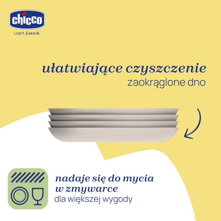 Chicco, talerz 3-dzielny, niebieski, 12m+