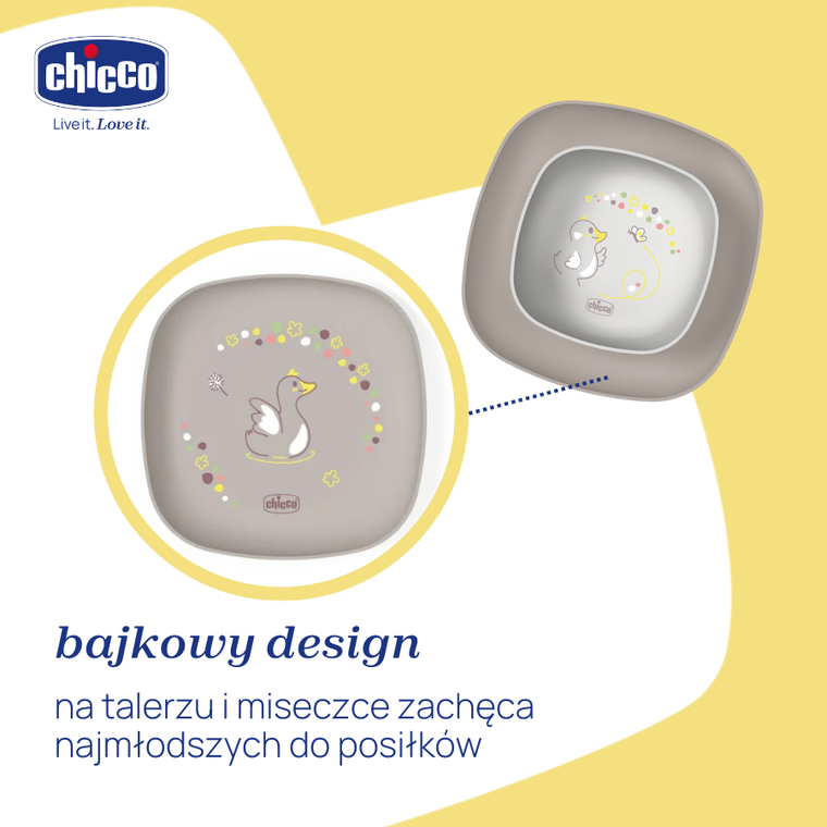 Chicco, zestaw 2 talerzy, szary, 12m+