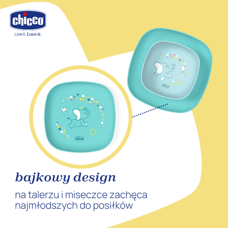 Chicco, zestaw 2 talerzy, turkusowy, 12m+
