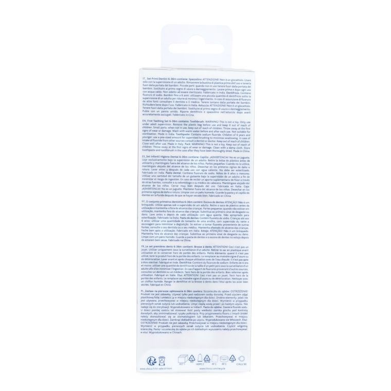 Chicco, zestaw podróżny: pasta z fluorem i szczoteczka do zębów + etui, Lila, 6-36 m