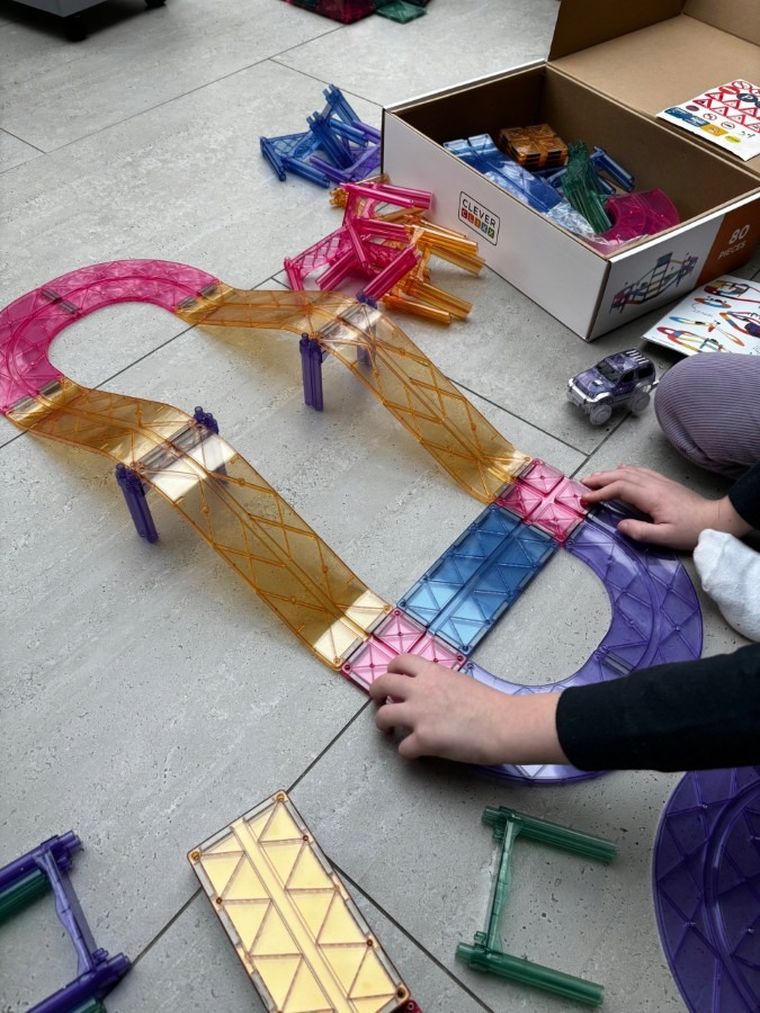 Cleverclixx, Large Race Track Pastel, klocki magnetyczne, 80 elementów