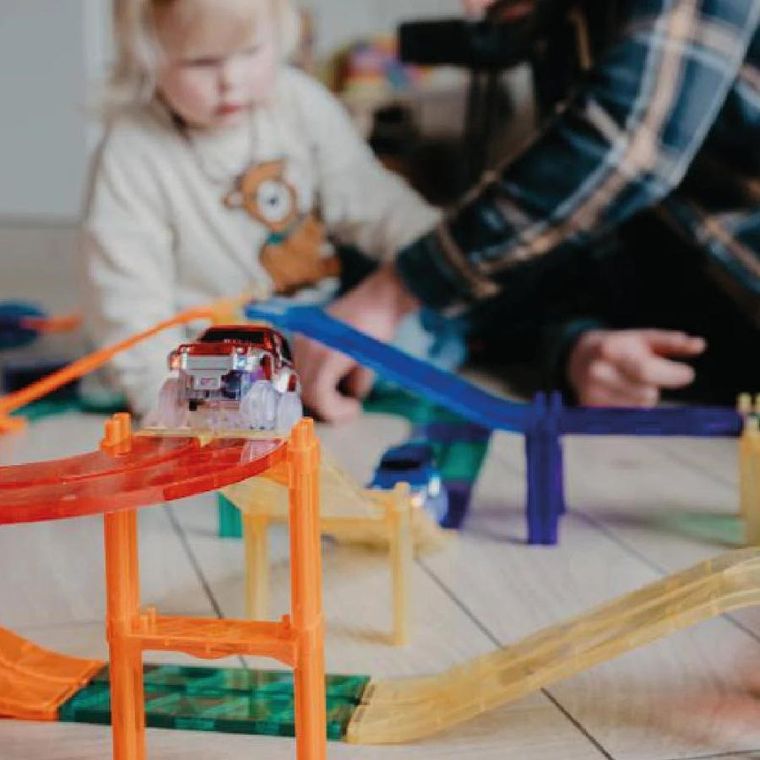 Cleverclixx, Race Track Intense, klocki magnetyczne, 65 elementów