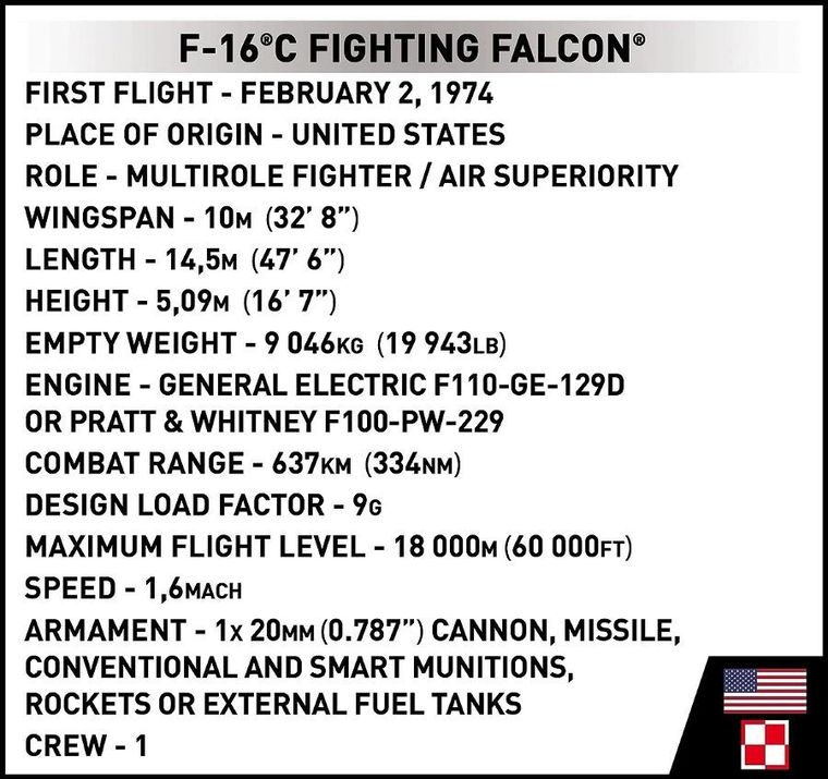 Cobi, Armed Forces, F-16C Fighting Falcon, klocki, 1:48, 463 elementy