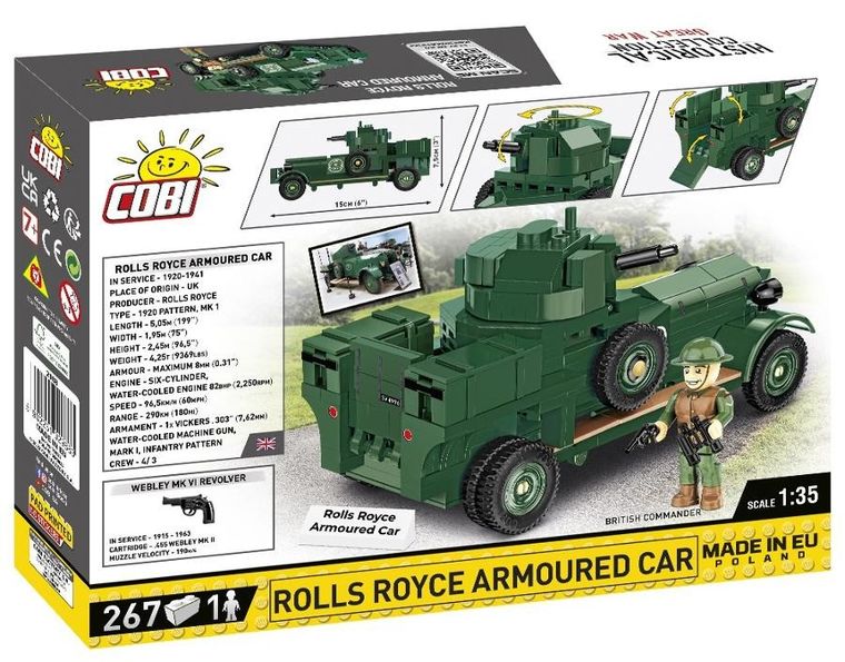 Cobi, Historical Collection, Great War, Rolls-Royce Armoured Car 1920 Pattern MK I, klocki, 267 elementów