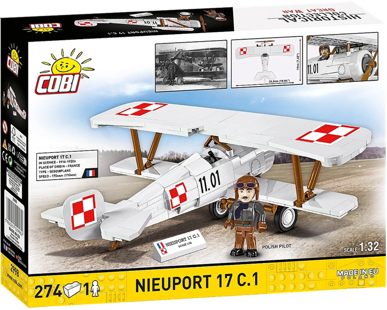Cobi, Historical Collection, Great War, Samolot Nieuport, 17 C.1, klocki, 1:32, 274 elementów