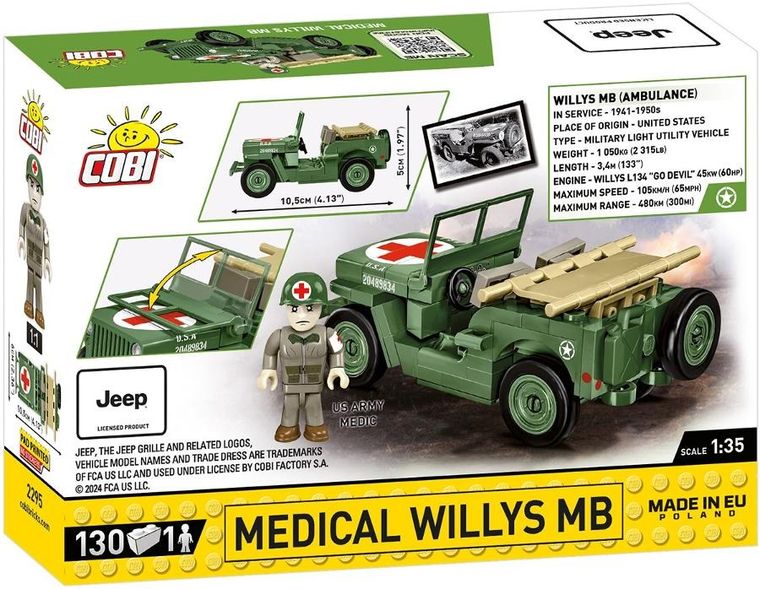 Cobi, Historical Collection WWII, Medical Willys MB, klocki, 130 elementów