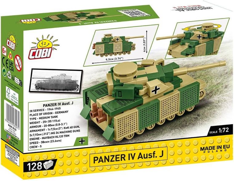 Cobi, Historical Collection WWII, Panzer IV Ausf. J, klocki, 1:72, 128 elementów