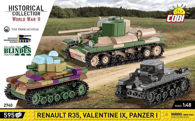 Cobi, Historical Collection WWII, Renault Valetine Panzer I, 1:48, klocki, 595 elementów