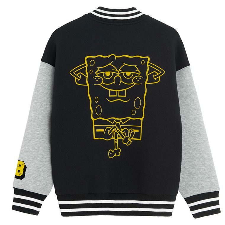 Cool Club, Bluza bejsbolówka chłopięca, rozpinana, czarna, SpongeBob