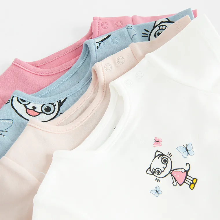 Cool Club, Body dziewczęce z krótkim rękawem, mix, Kicia Kocia, zestaw, 4 szt.