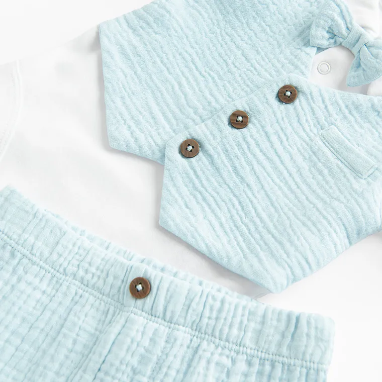 Cool Club, Komplet chłopięcy, Body z krótkim rękawem, Spodnie muślinowe, mix