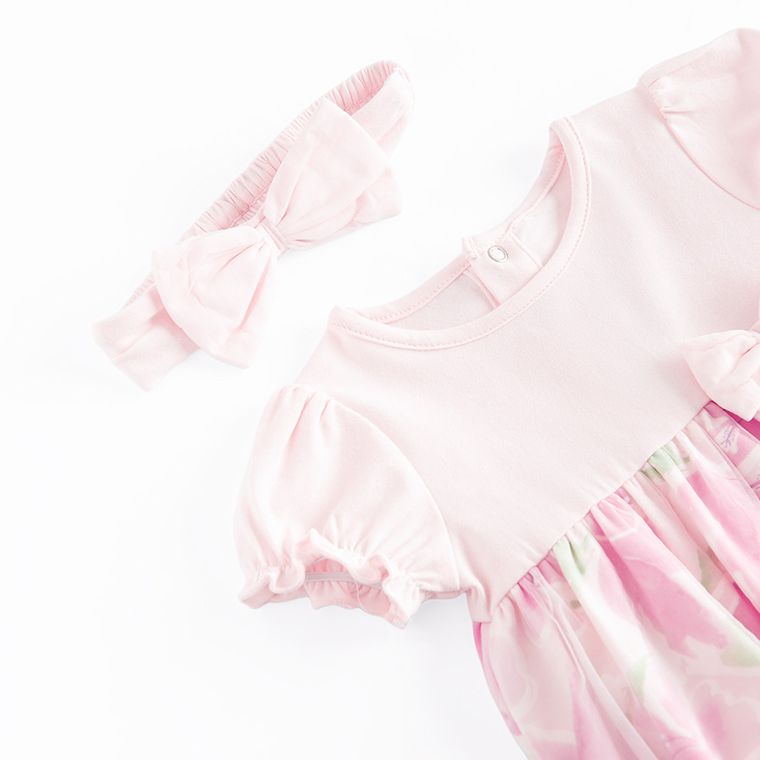 Cool Club, Komplet dziewczęcy, Body z krótkim rękawem, Opaska, różowy