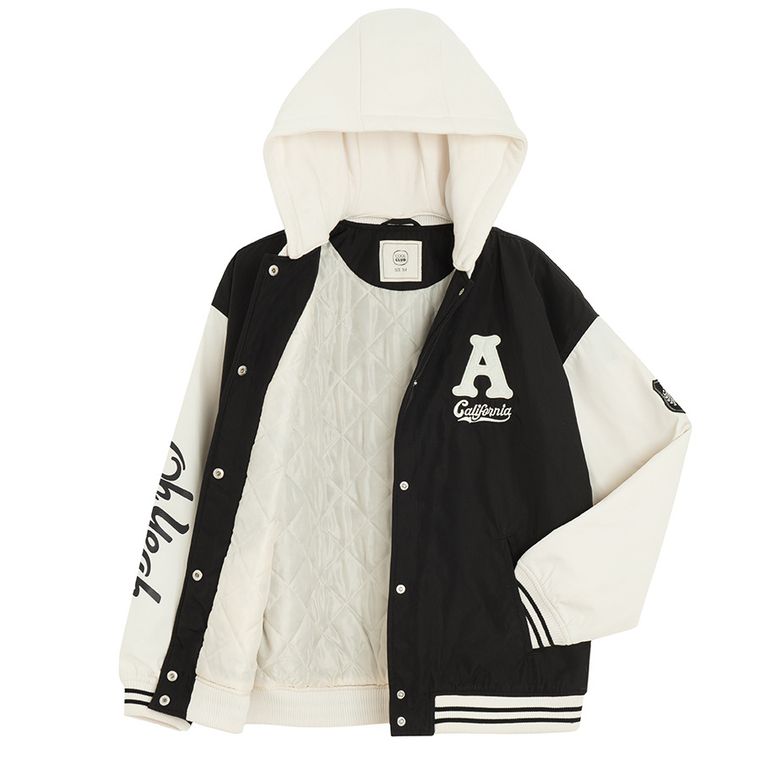 Cool Club, Kurtka bejsbolówka dziewczęca z kapturem, oversize, czarna