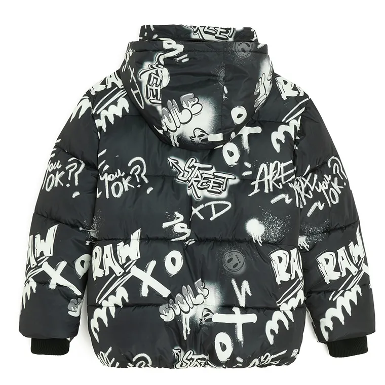 Cool Club, Kurtka chłopięca z kapturem, ocieplana, czarno-biała