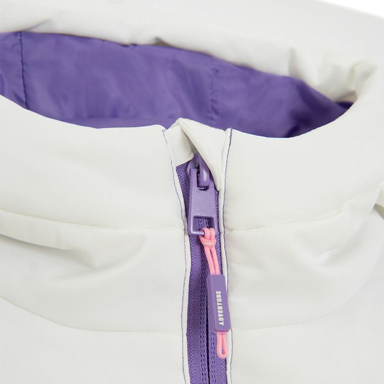 Cool Club, Kurtka narciarska dziewczęca z kapturem, ocieplana, biało-fioletowa