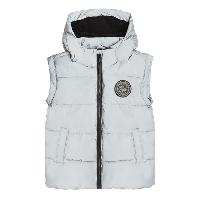 Cool Club, Odblaskowa kurtka chłopięca z kapturem, 2w1, ocieplana, srebrna