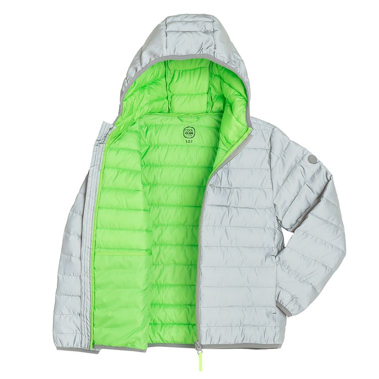 Cool Club, Odblaskowa kurtka chłopięca z kapturem, srebrna