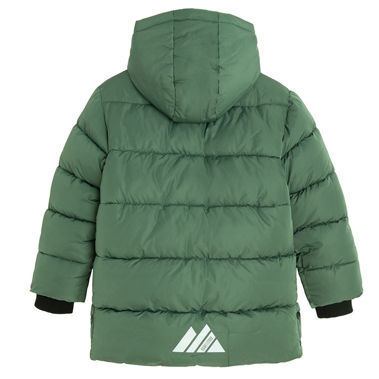 Cool Club, Płaszcz chłopięcy z kapturem, ocieplany, zielony