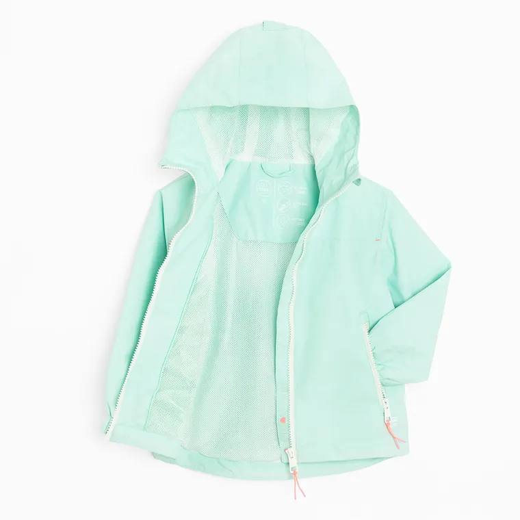 Cool Club, Przeciwdeszczowa kurtka dziewczęca z kapturem, turkusowa