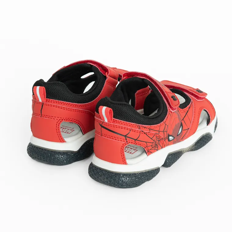 Cool Club, Sandały chłopięce, czerwone, świecąca podeszwa, skórzana wkładka, Spider-Man