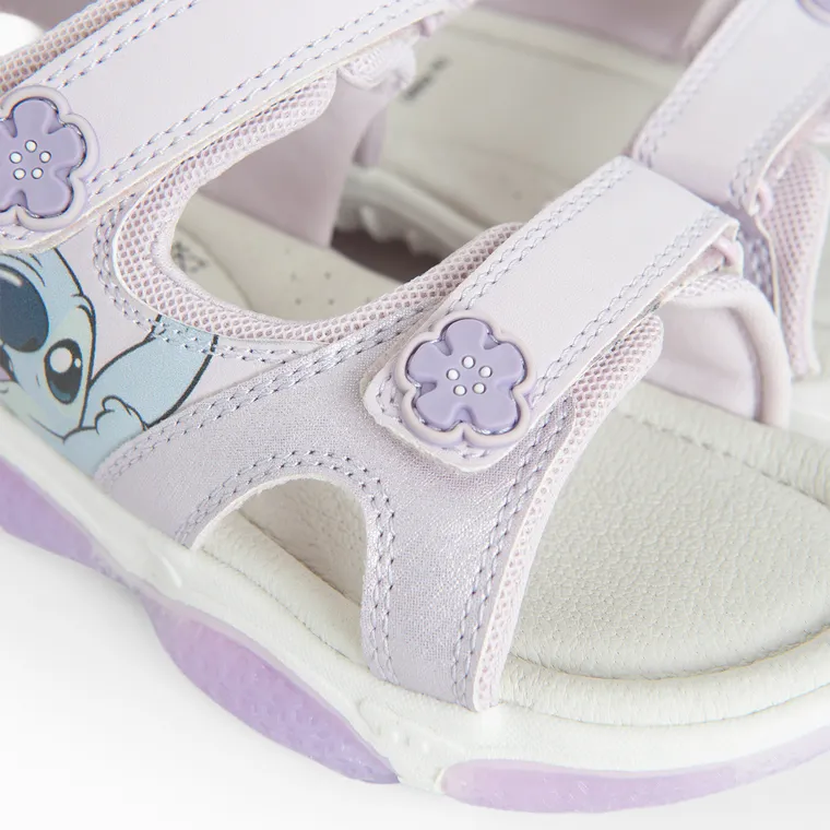 Cool Club, Sandały dziewczęce, fioletowe, świecąca podeszwa, skórzana wkładka, Lilo i Stitch