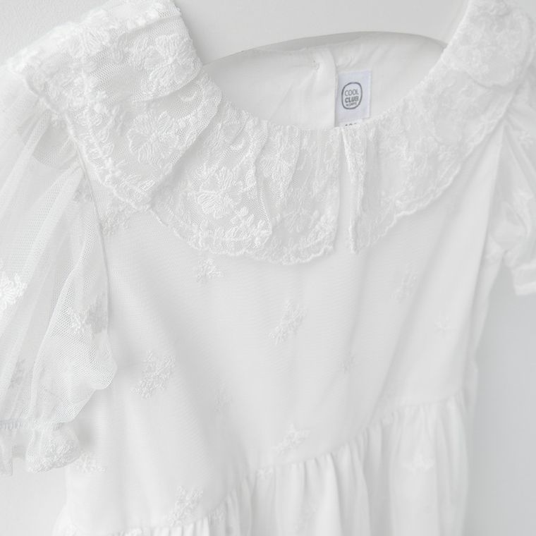 Cool Club, Sukienka dziewczęca z krótkim rękawem, biała