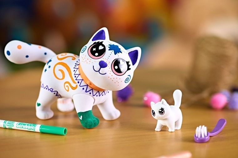 Crayola, Washimals, Jumbo Pets, figurka do kolorowania zmywalnymi flamastrami, Kotka Jenny
