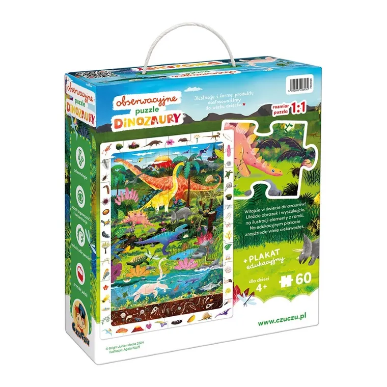 CzuCzu, Dinozaury, puzzle obserwacyjne, 60 elementów + plakat