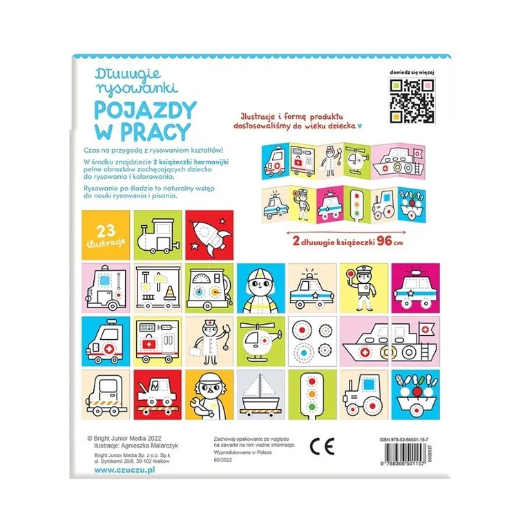 CzuCzu, Dłuuugie rysowanki, Pojazdy w pracy, książeczka edukacyjna, 3+