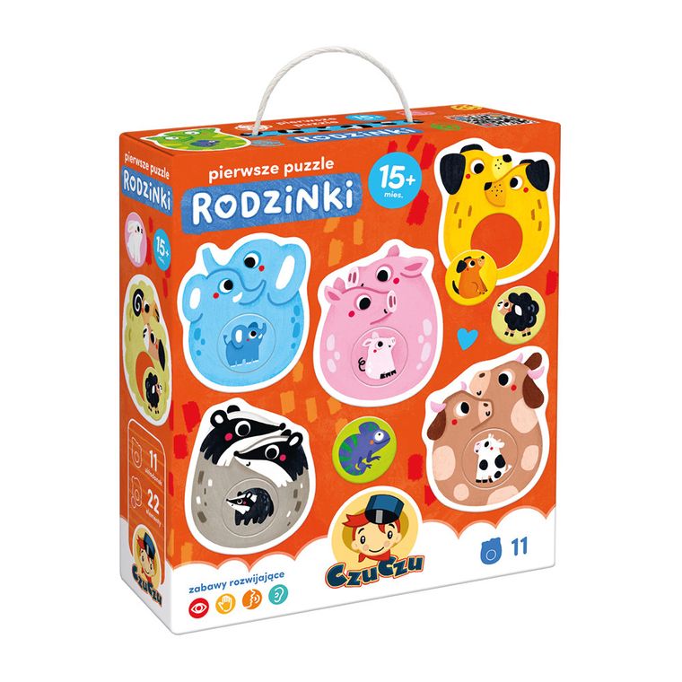 CzuCzu, Pierwsze puzzle, Rodzinki, 15 mies.+, puzzle z dziurką