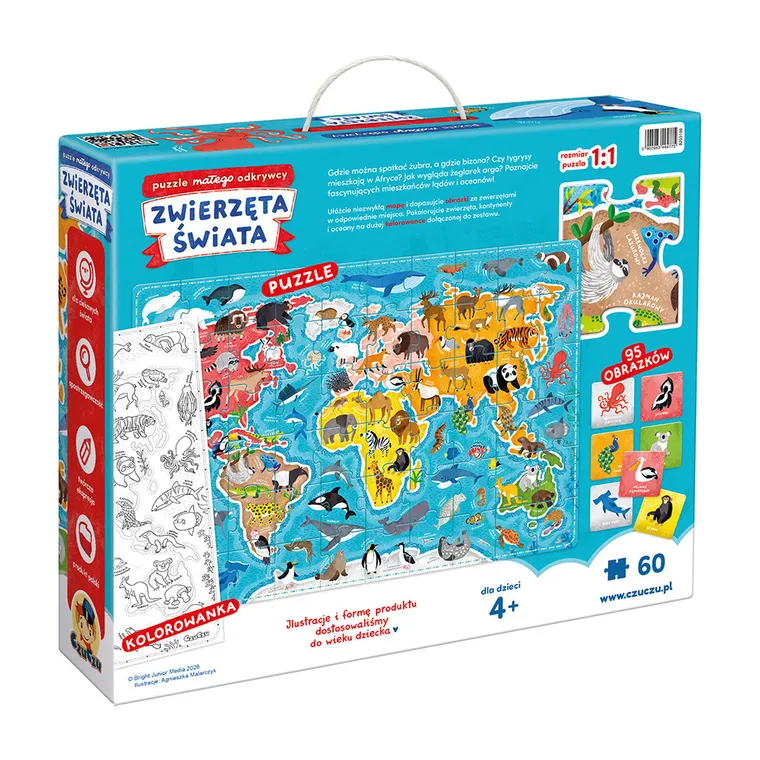 CzuCzu, puzzle małego odkrywcy, Zwierzęta Świata, 60 elementów