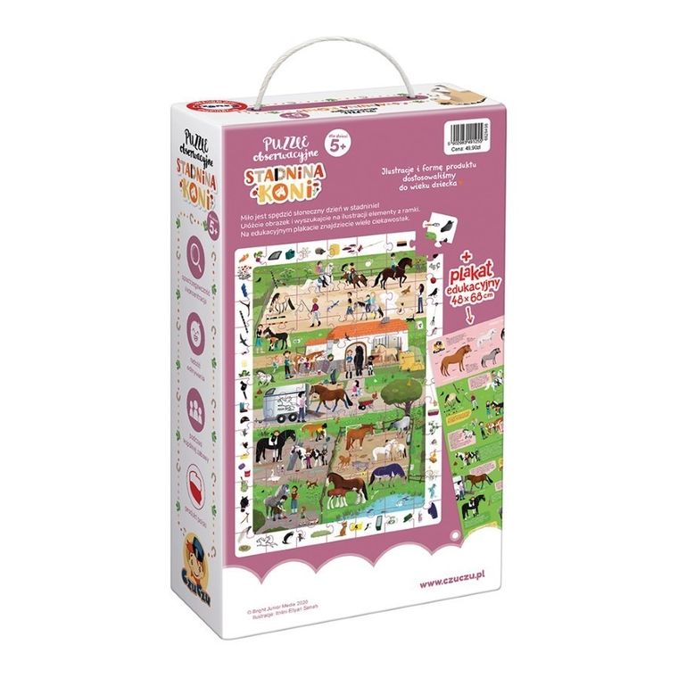 CzuCzu, Puzzle obserwacyjne. Stadnina koni + plakat edukacyjny, 84 elementy