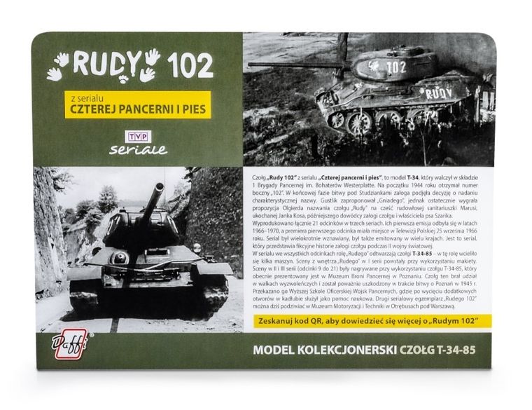 Daffi, Kolekcja Polskiej Motoryzacji, Czołg Rudy 102, pojazd, model metalowy, 1:43