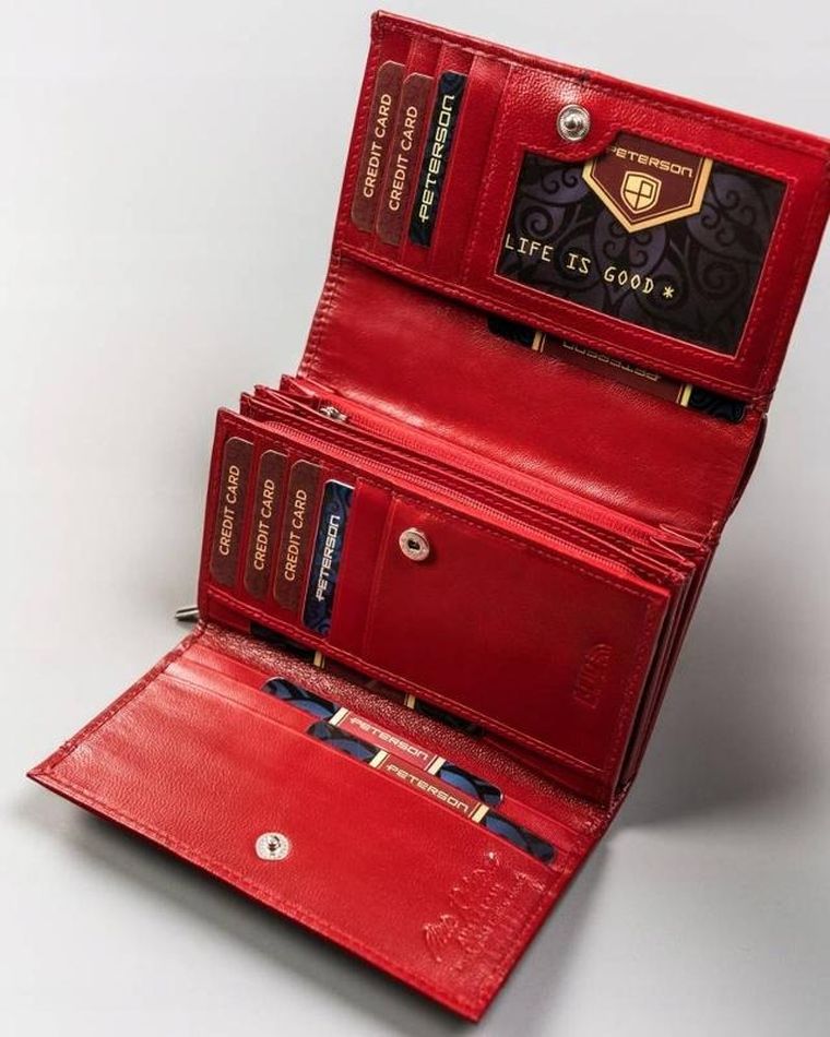 Damski, średni portfel ze skóry naturalnej, Peterson