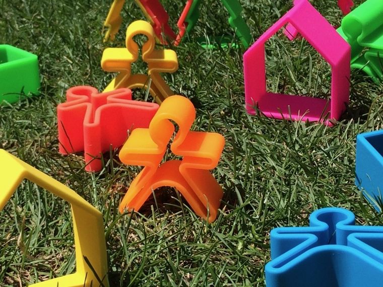 Dena, ludzik i domek, klocki silikonowe, green