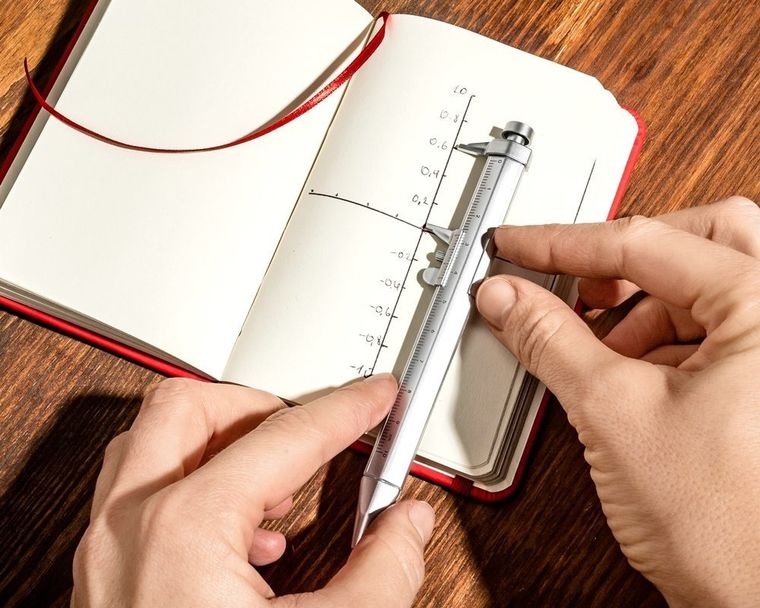 Długopis suwmiarka, srebrny