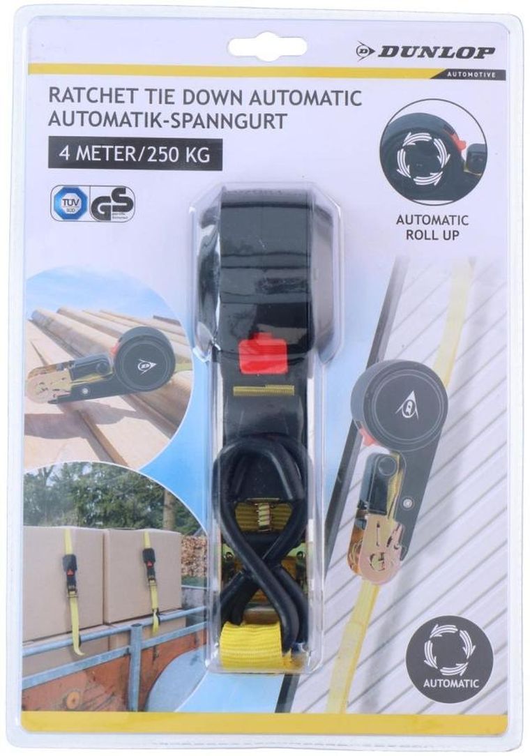 Dunlop, pas mocujący, transportowy, z grzechotką automatyczną, 250 kg, 4m