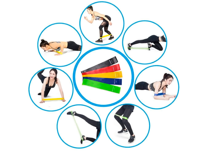 Dyski poślizgowe + 5 szt. gumy do ćwiczeń, czarne