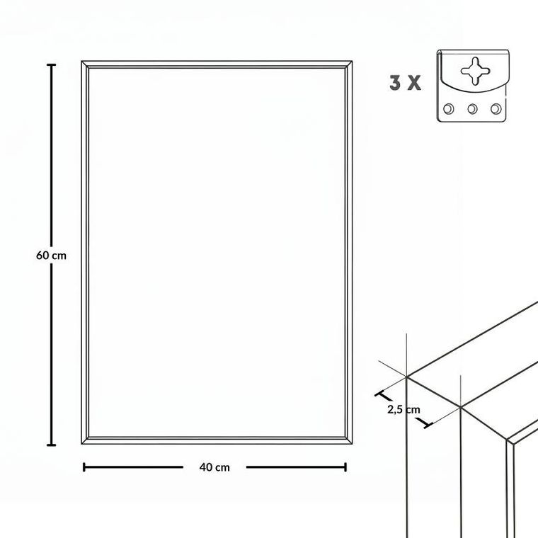 Edaxo, Axion, prostokatne lustro wiszące, czarne, 60-40 cm