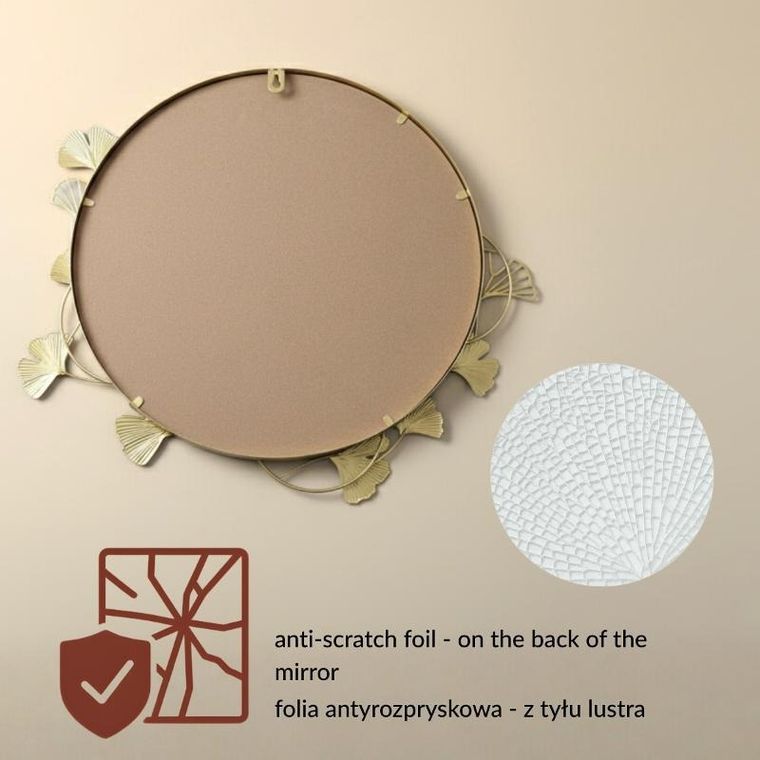 Edaxo, Sol, lustro ścienne z ozdobną ramą, okrągłe, 50 cm