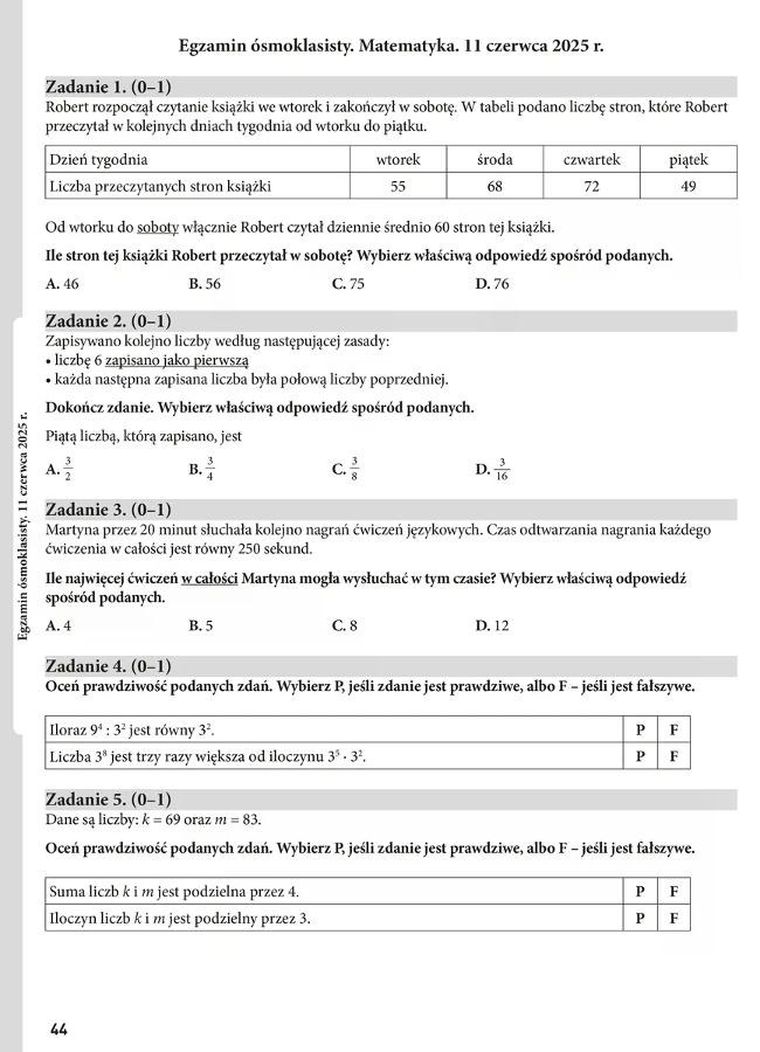 Egzamin ósmoklasisty. Matematyka. Arkusze egzaminacyjne