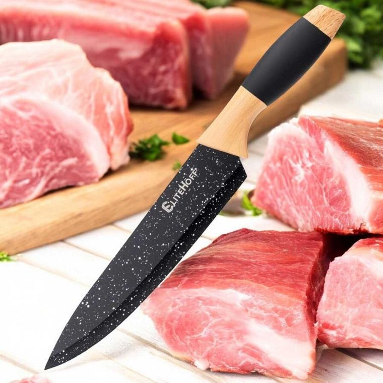 Elitehoff, zestaw noży kuchennych w stojaku z ostrzałką