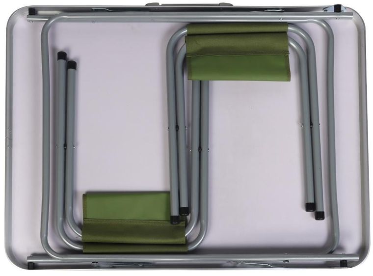 Enero Camp, składany stolik turystyczny, 2 krzesła, zielony, 80-60-70 cm