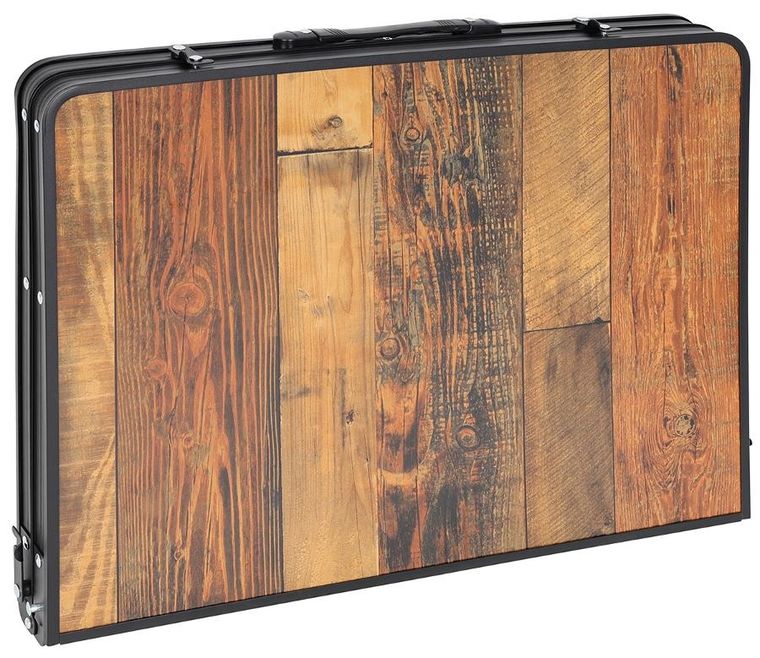 Enero camp, stolik turystyczny składany kempingowy, siatka stalowa drewno, 90-60-36-68 cm